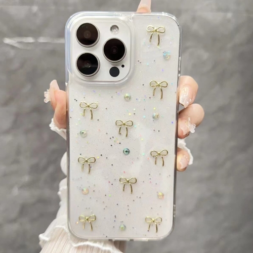 

For iPhone 13 Pro Small Fresh Bow TPU Phone Case(Golden Bow)