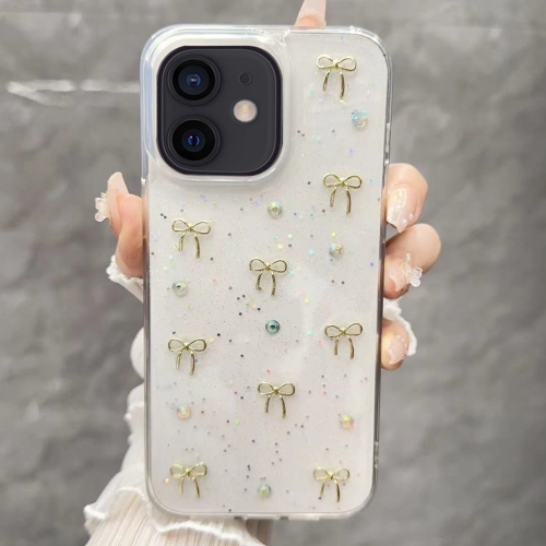 

For iPhone 12 Small Fresh Bow TPU Phone Case(Golden Bow)
