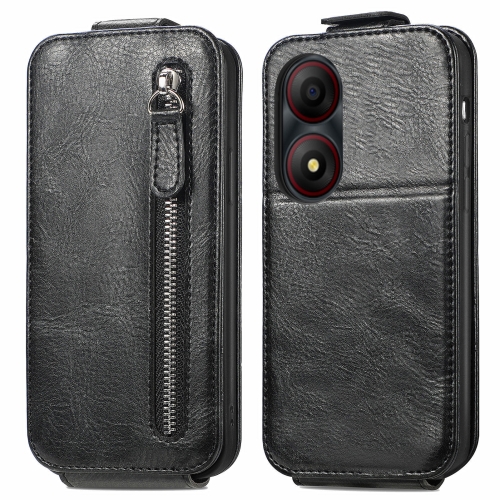 

For ZTE Blade A34 Zipper Wallet Vertical Flip Leather Phone Case(Black)