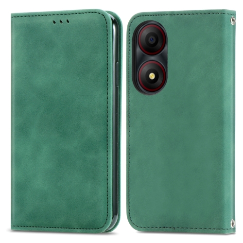 

For ZTE Blade A34 Retro Skin Feel Magnetic Flip Leather Phone Case(Green)