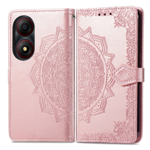 

For ZTE Blade A34 Mandala Flower Embossed Leather Phone Case(Rose Gold)