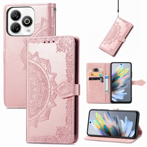 

For ZTE Blade A75 4G Mandala Flower Embossed Leather Phone Case(Rose Gold)