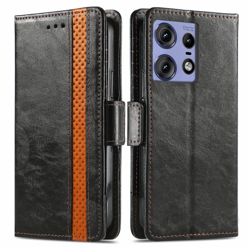 

For Motorola Edge 50 Pro CaseNeo Splicing Dual Magnetic Buckle Leather Phone Case(Black)