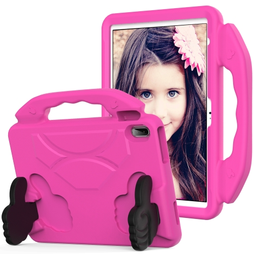 

For iPad Air 11 2024 Children EVA Shockproof Tablet Case with Thumb Bracket(RoseRed)