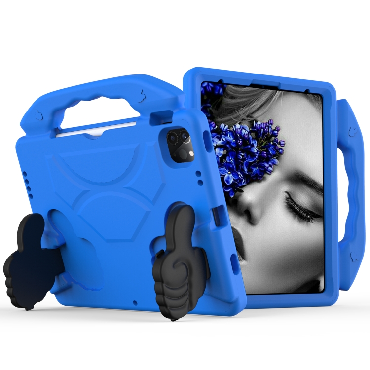

For iPad Pro 11 2024 Children EVA Shockproof Tablet Case with Thumb Bracket(Blue)
