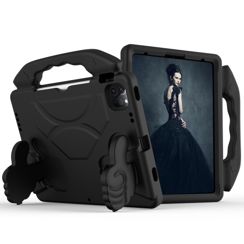 

For iPad Pro 13 2024 Children EVA Shockproof Tablet Case with Thumb Bracket(Black)