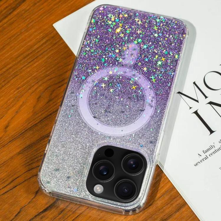 

For iPhone 16 Pro Gradient Glitter Starry MagSafe Phone Case(Gradient Purple)