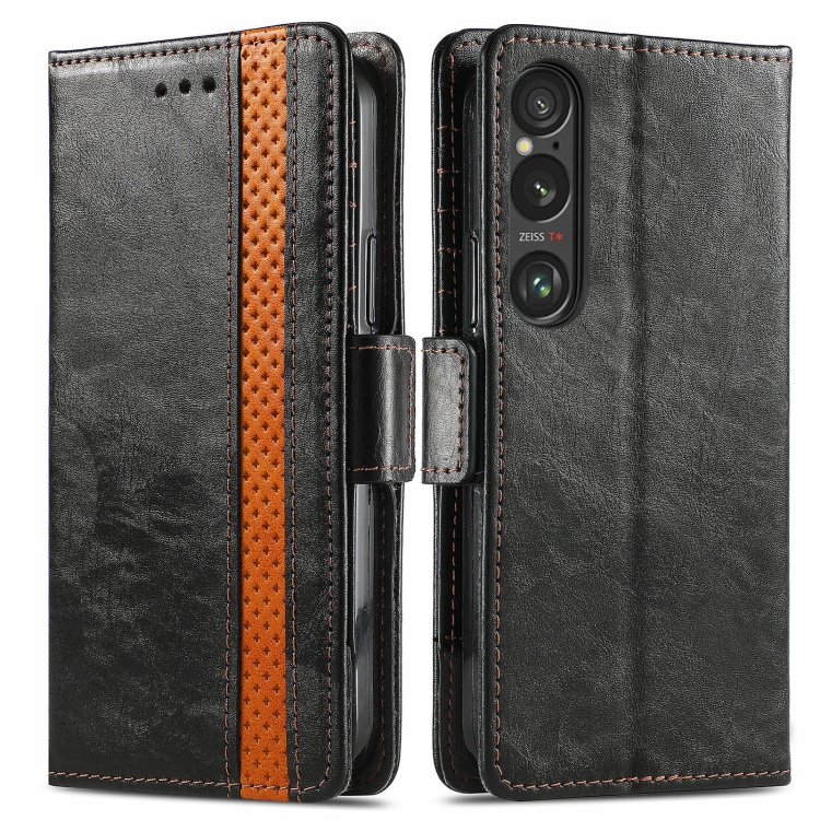 

For Sony Xperia 10 VI CaseNeo Splicing Dual Magnetic Buckle Leather Phone Case(Black)