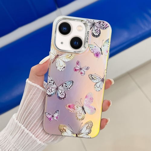 

For iPhone 13 Electroplating Laser Butterfly Phone Case(Pink Butterflies AB2)