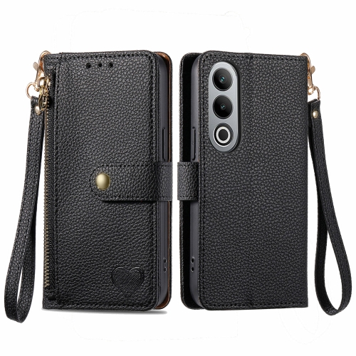 

For OnePlus Nord CE4 Love Zipper Lanyard Leather Phone Case(Black)