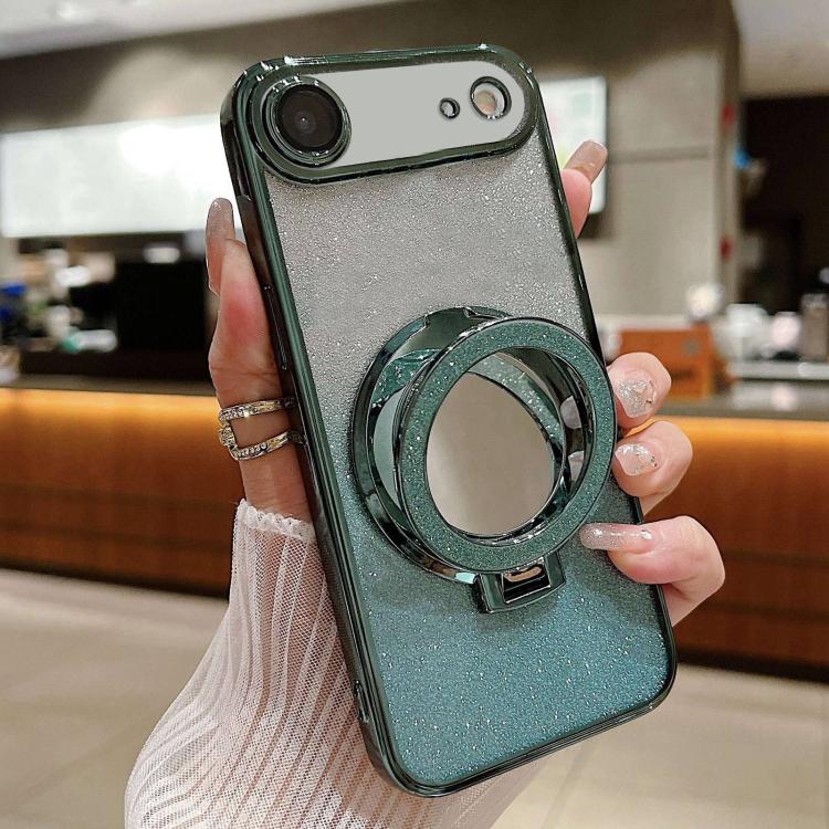 

For iPhone Air Plated Mirror Holder Gradient Glitter MagSafe Phone Case(Green)