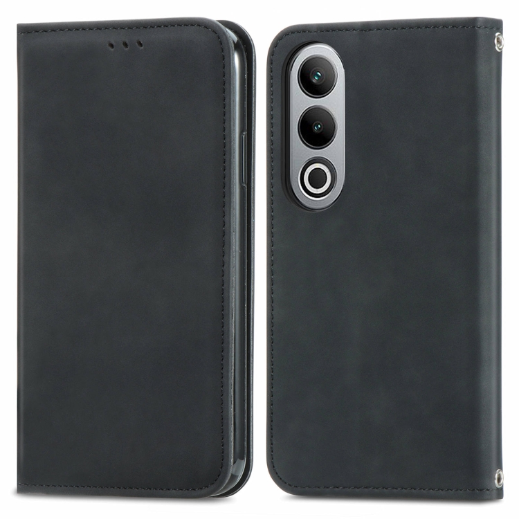 

For OnePlus Nord CE4 Retro Skin Feel Magnetic Flip Leather Phone Case(Black)