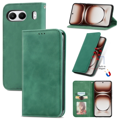 

For OnePlus Nord 4 Retro Skin Feel Magnetic Flip Leather Phone Case(Green)