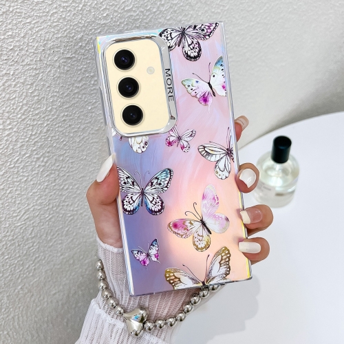 

For Samsung Galaxy S24+ 5G Electroplating Laser Butterfly Phone Case with Wrist Strap(Pink Butterflies AB2)