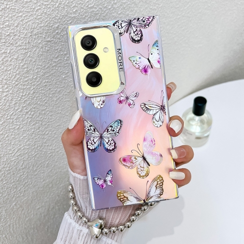 

For Samsung Galaxy A15 5G Electroplating Laser Butterfly Phone Case with Wrist Strap(Pink Butterflies AB2)