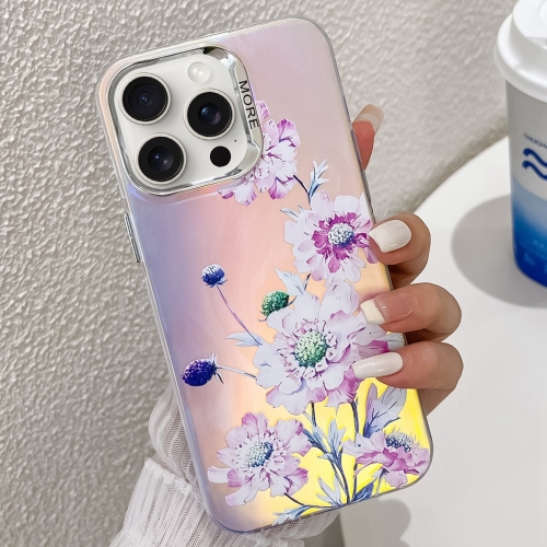 

For iPhone 15 Pro Max Electroplating Laser Flower Texture TPU Phone Case(Zinnia AH9)