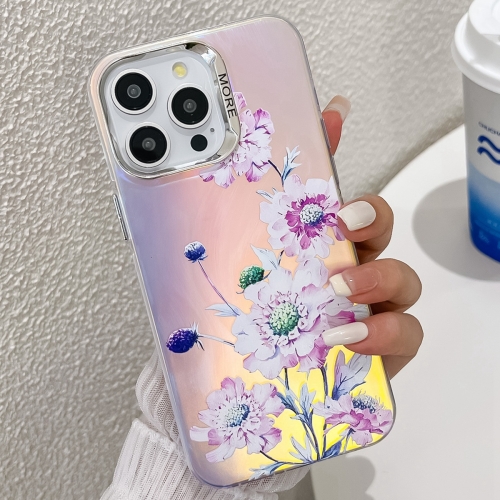 

For iPhone 14 Pro Max Electroplating Laser Flower Texture TPU Phone Case(Zinnia AH9)