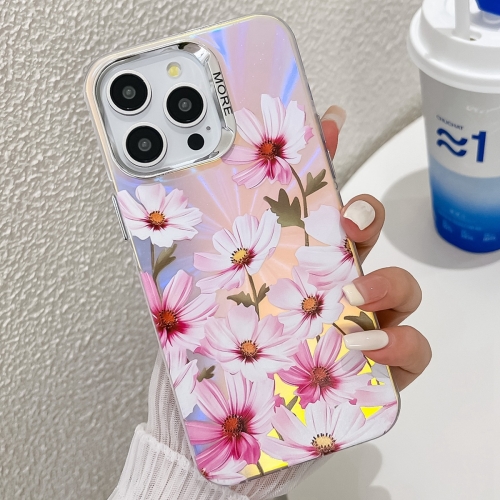 

For iPhone 13 Pro Max Electroplating Laser Flower Texture TPU Phone Case(Cosmos Flower AH7)