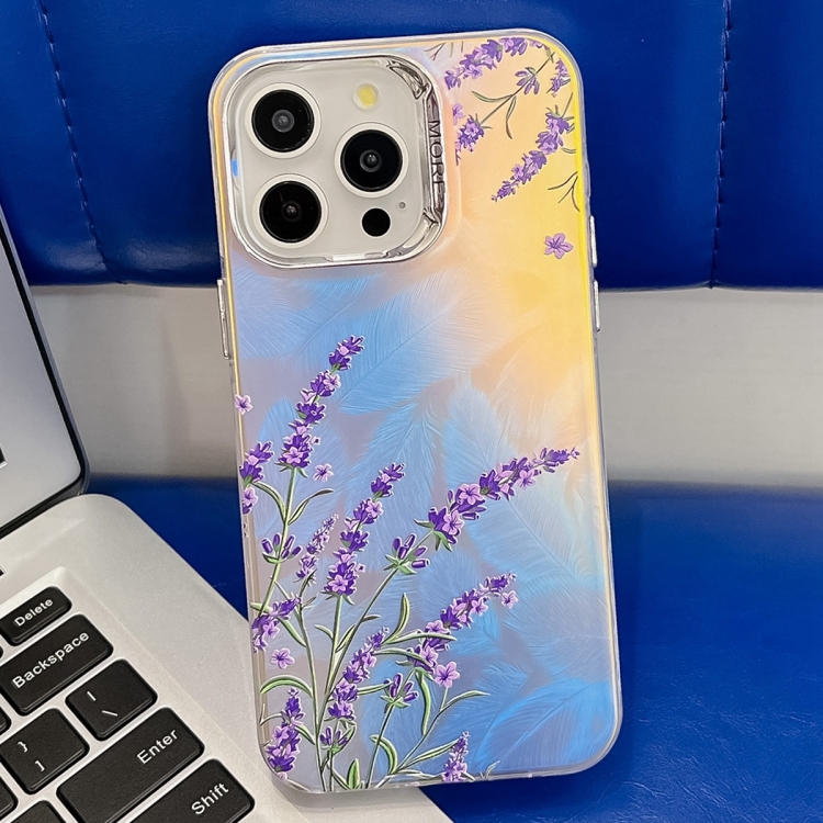 

For iPhone 13 Pro Max Electroplating Laser Flower Texture TPU Phone Case(Lavender AH14)