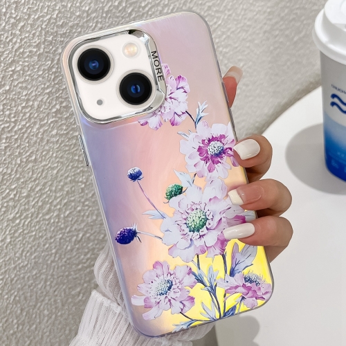 

For iPhone 13 Electroplating Laser Flower Texture TPU Phone Case(Zinnia AH9)