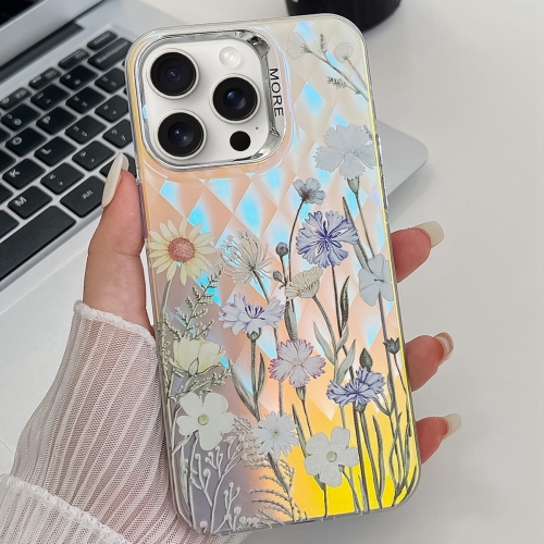 

For iPhone 16 Pro Max Electroplating Laser Flower Texture TPU Phone Case(Chrysanthemum AH5)