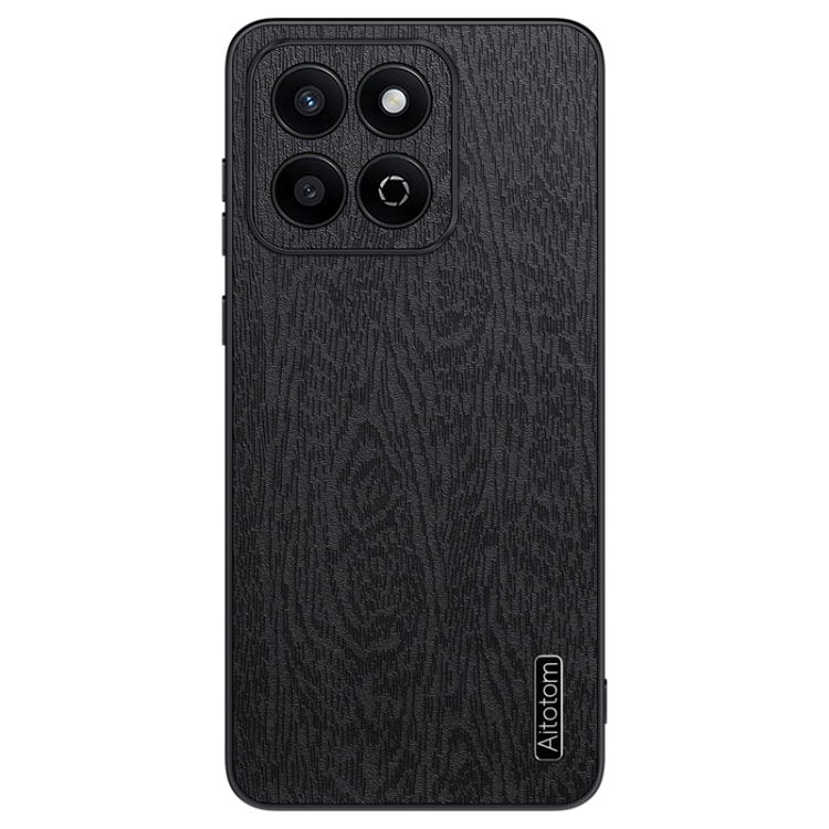 

For Honor Play 60 Plus Tree Bark Leather Shockproof Phone Case(Black)