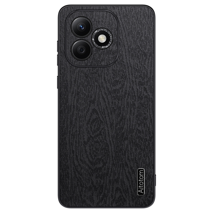 

For Honor X60i Tree Bark Leather Shockproof Phone Case(Black)