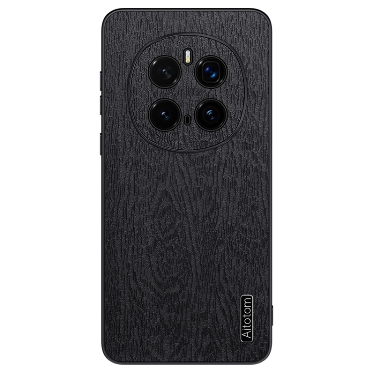 

For Honor Magic 7Pro Tree Bark Leather Shockproof Phone Case(Black)