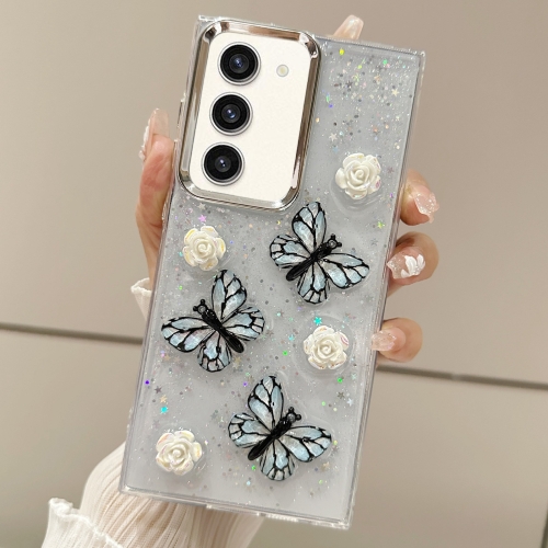 

For Samsung Galaxy S23+ 5G Three-dimensional Butterfly Glitter TPU Phone Case(Blue)