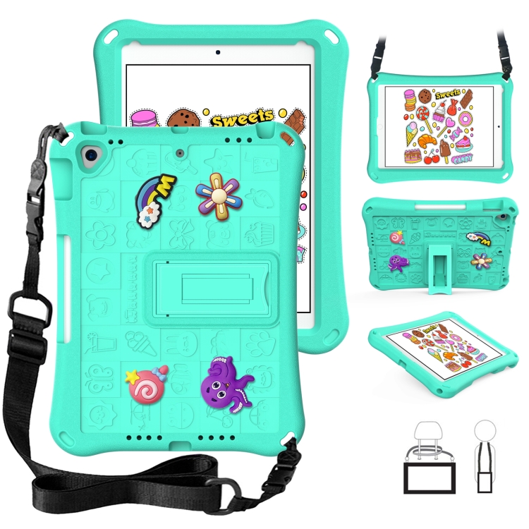

For iPad 10.2 2019 / 2020 / 2021 Hi Baby EVA Full Body Tablet Case with Strap(Mint Green)
