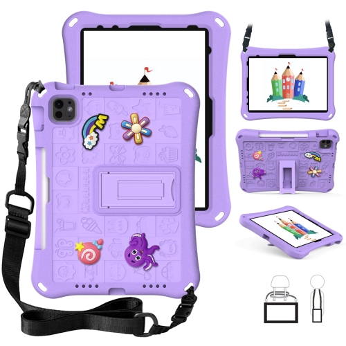 For iPad Air 11 2024 Hi Baby EVA Full Body Tablet Case with Strap(Light Purple)