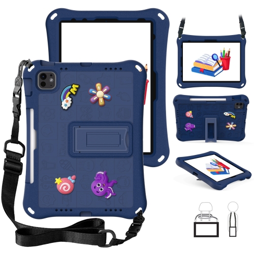 

For iPad Air 11 2024 Hi Baby EVA Full Body Tablet Case with Strap(Navy Blue)