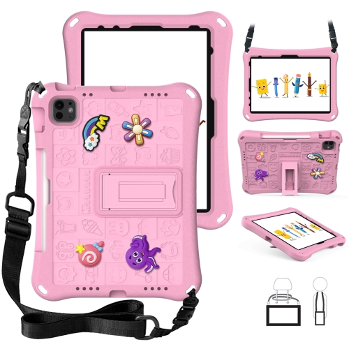 

For iPad Pro 11 2024 Hi Baby EVA Full Body Tablet Case with Strap(Pink)