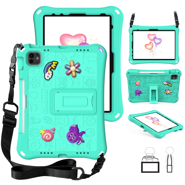 

For iPad Pro 11 2024 Hi Baby EVA Full Body Tablet Case with Strap(Mint Green)