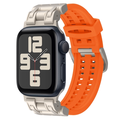 

For Apple Watch SE 2023 44mm Mecha Two Claw Silicone Watch Band(Orange)