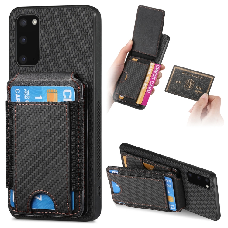 For Samsung Galaxy S9 Carbon Fiber Vertical Flip Wallet Stand