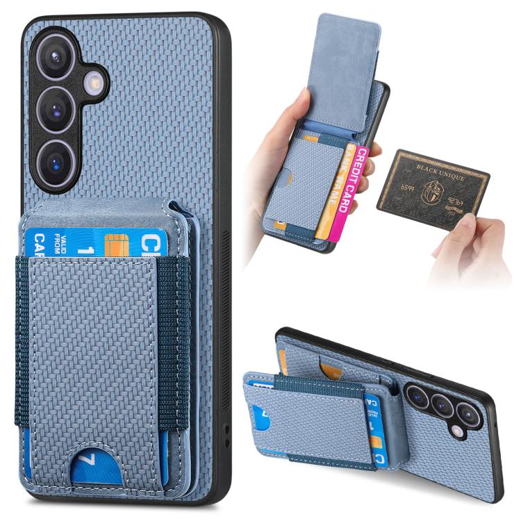 

For Samsung Galaxy A57 5G Carbon Fiber Vertical Flip Wallet Stand Phone Case(Blue)