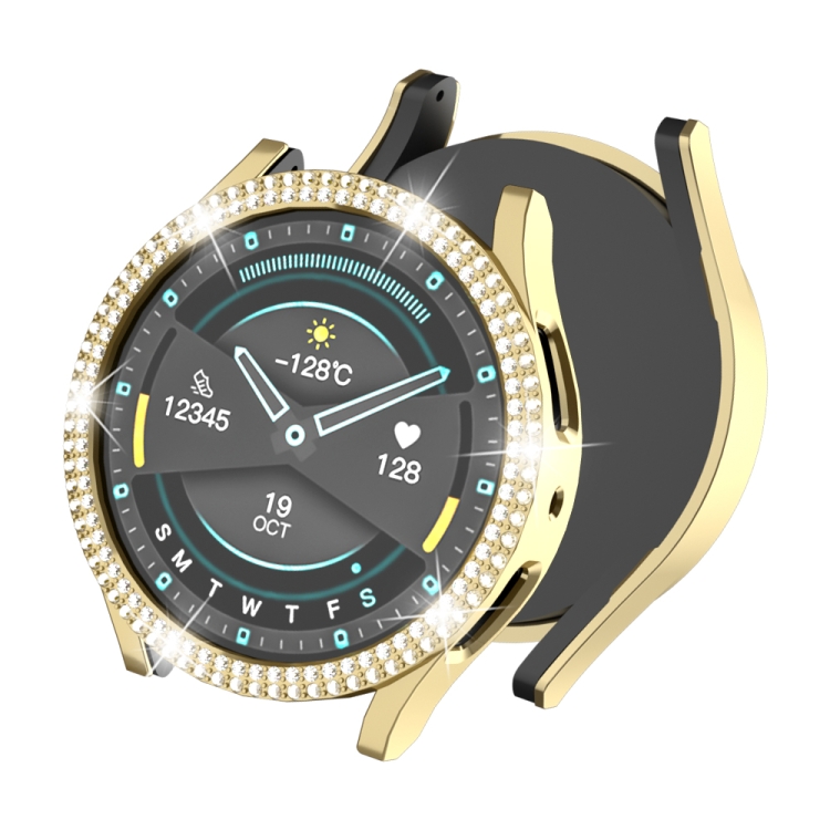 

For Samsung Galaxy Watch 7 47mm Dual Diamond Hollow PC Watch Protective Case(Gold)