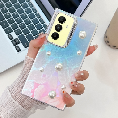 

For Samsung Galaxy A15 5G Electroplating Pearl Laser Texture TPU Phone Case(Feathers)