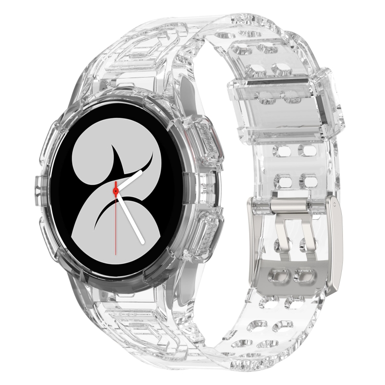 

For Samsung Galaxy Watch FE 40mm Armored TPU Integrated Watch Band(Transparent White)