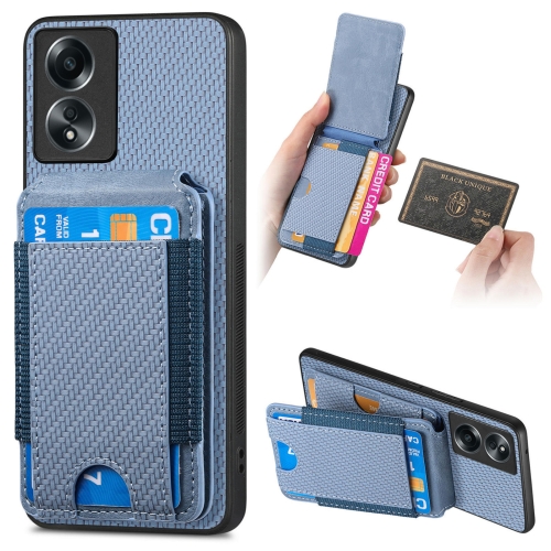 

For OPPO A58 4G Carbon Fiber Vertical Flip Wallet Stand Phone Case(Blue)