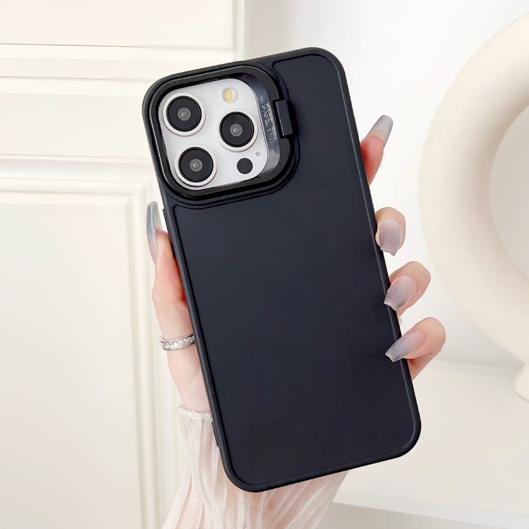 

For iPhone 15 Pro Lens Frame Holder Shockproof Phone Case(Black)