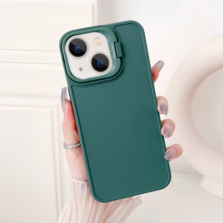

For iPhone 14 Lens Frame Holder Shockproof Phone Case(Green)