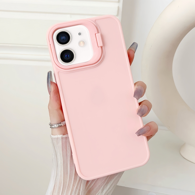 

For iPhone 11 Lens Frame Holder Shockproof Phone Case(Pink)