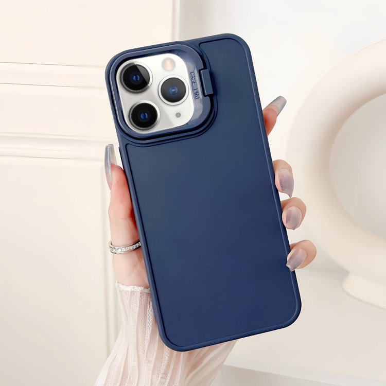 

For iPhone 11 Pro Lens Frame Holder Shockproof Phone Case(Blue)