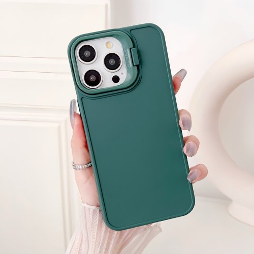 

For iPhone 16 Pro Lens Frame Holder Shockproof Phone Case(Green)