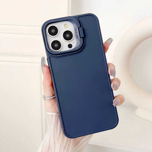 

For iPhone 16 Pro Lens Frame Holder Shockproof Phone Case(Blue)