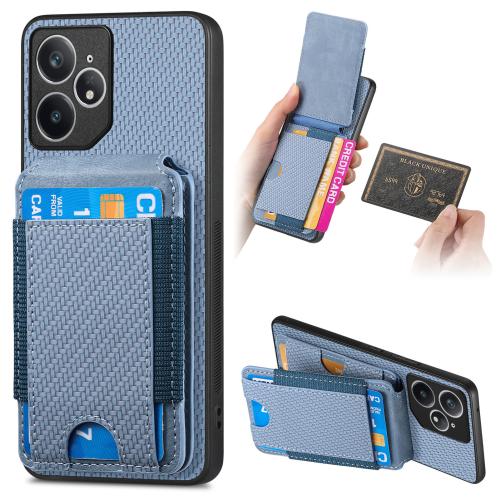 

For Realme Neo7 Carbon Fiber Vertical Flip Wallet Stand Phone Case(Blue)