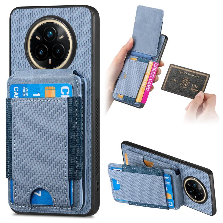 

For Realme 14 Pro+ Carbon Fiber Vertical Flip Wallet Stand Phone Case(Blue)