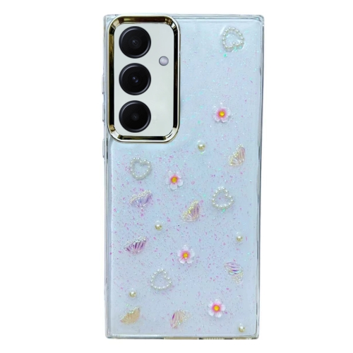 

For Samsung Galaxy S24+ 5G Three-dimensional Bow Pearl Love Flower TPU Phone Case(Butterfly Love Flowers)